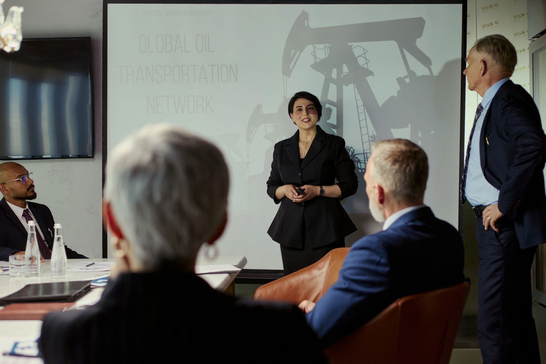 Professional presentation during a strategic board meeting